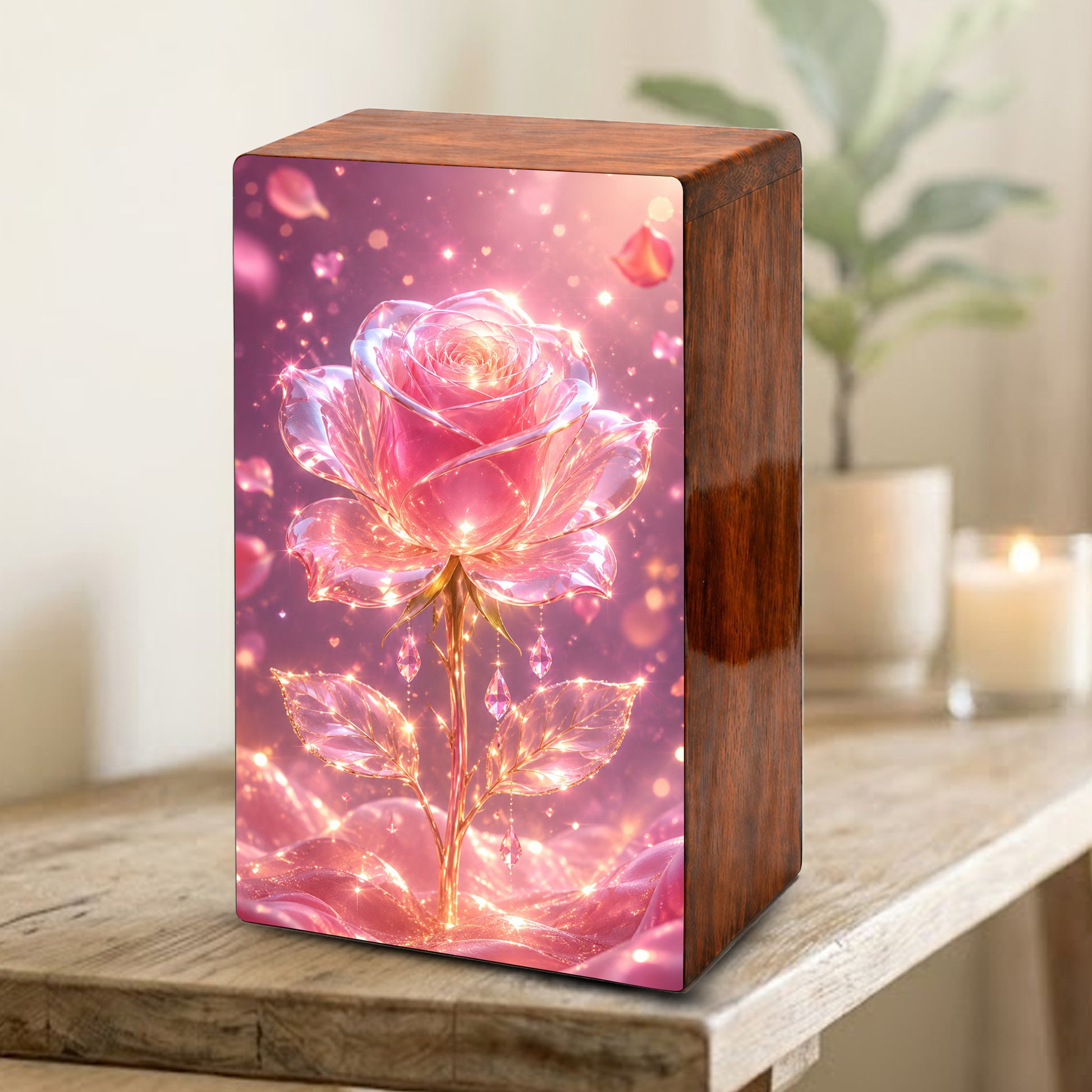 Pink Rose Urn For Human Ashes - Flower Cremation Urns For Male and Female