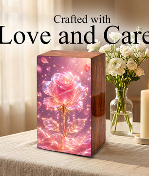 Pink Rose Urn For Human Ashes - Flower Cremation Urns For Male and Female