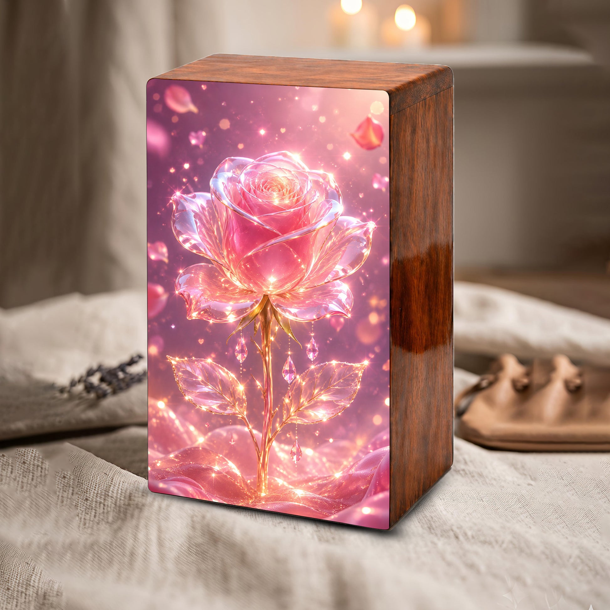 Pink Rose Urn For Human Ashes - Flower Cremation Urns For Male and Female