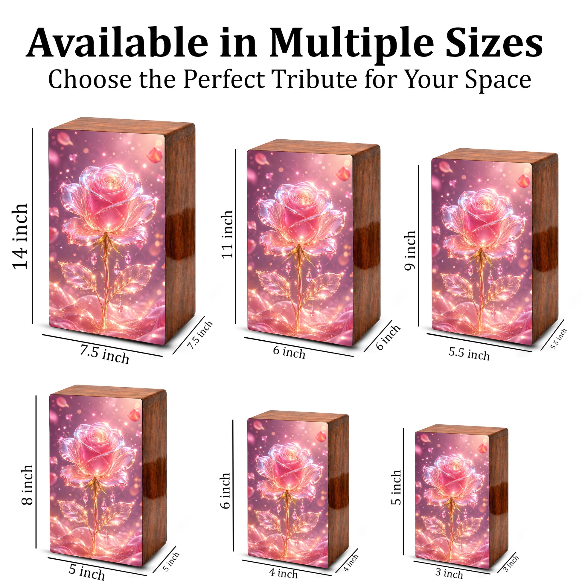Pink Rose Urn For Human Ashes - Flower Cremation Urns For Male and Female