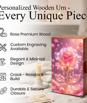 Pink Rose Urn For Human Ashes - Flower Cremation Urns For Male and Female