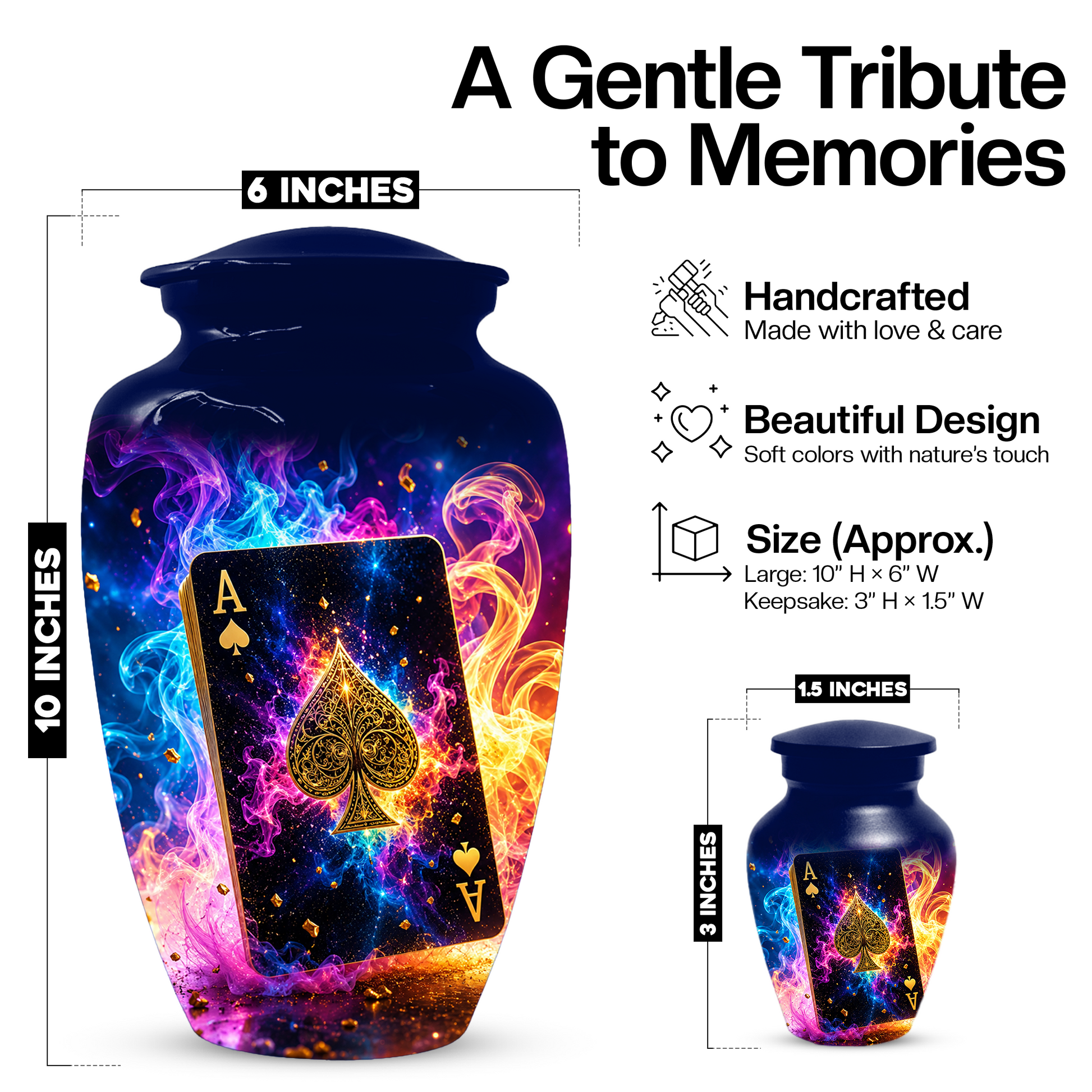 Poker Urn for Ashes- Personalized Playing Card Memorial for Dad