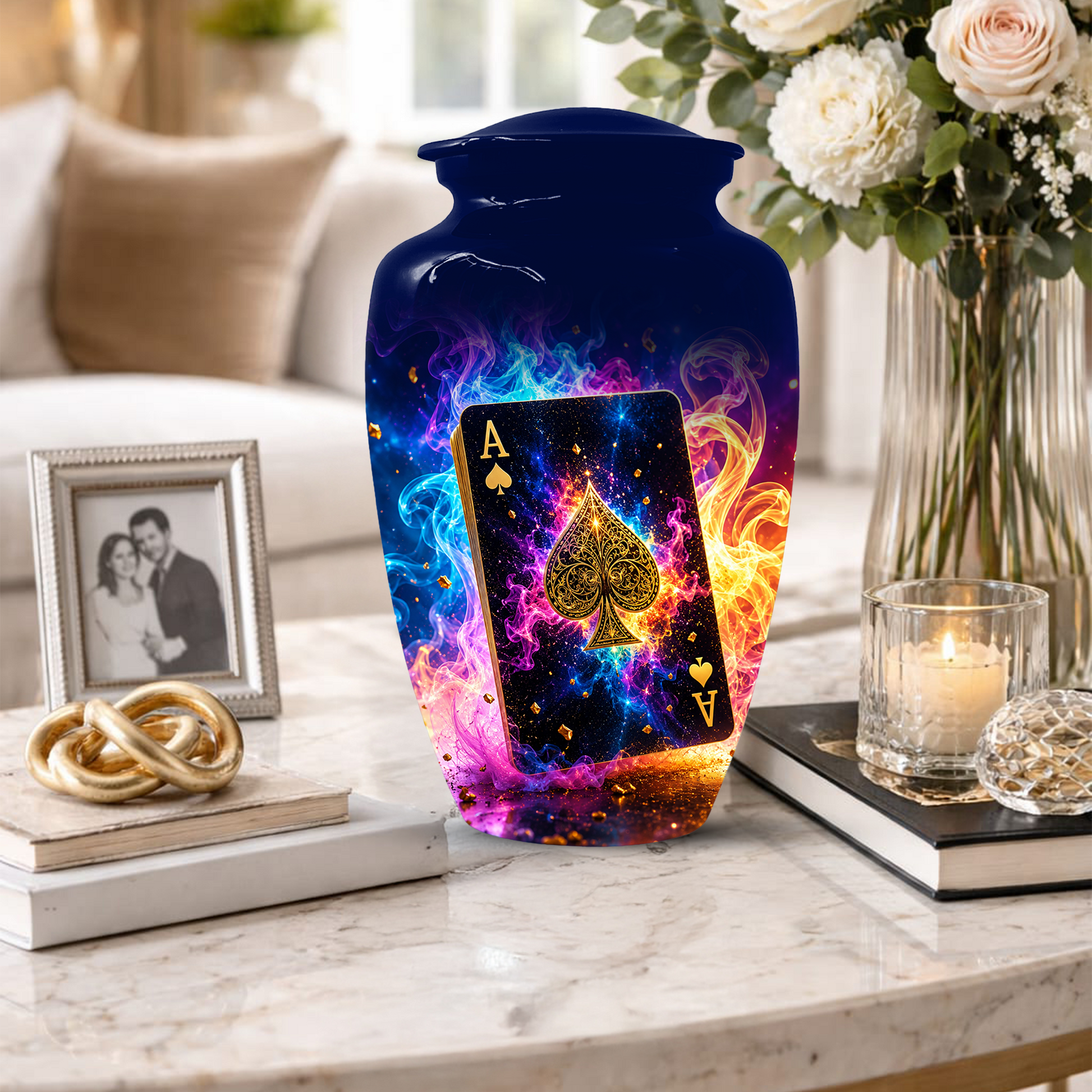 Poker Urn for Ashes- Personalized Playing Card Memorial for Dad