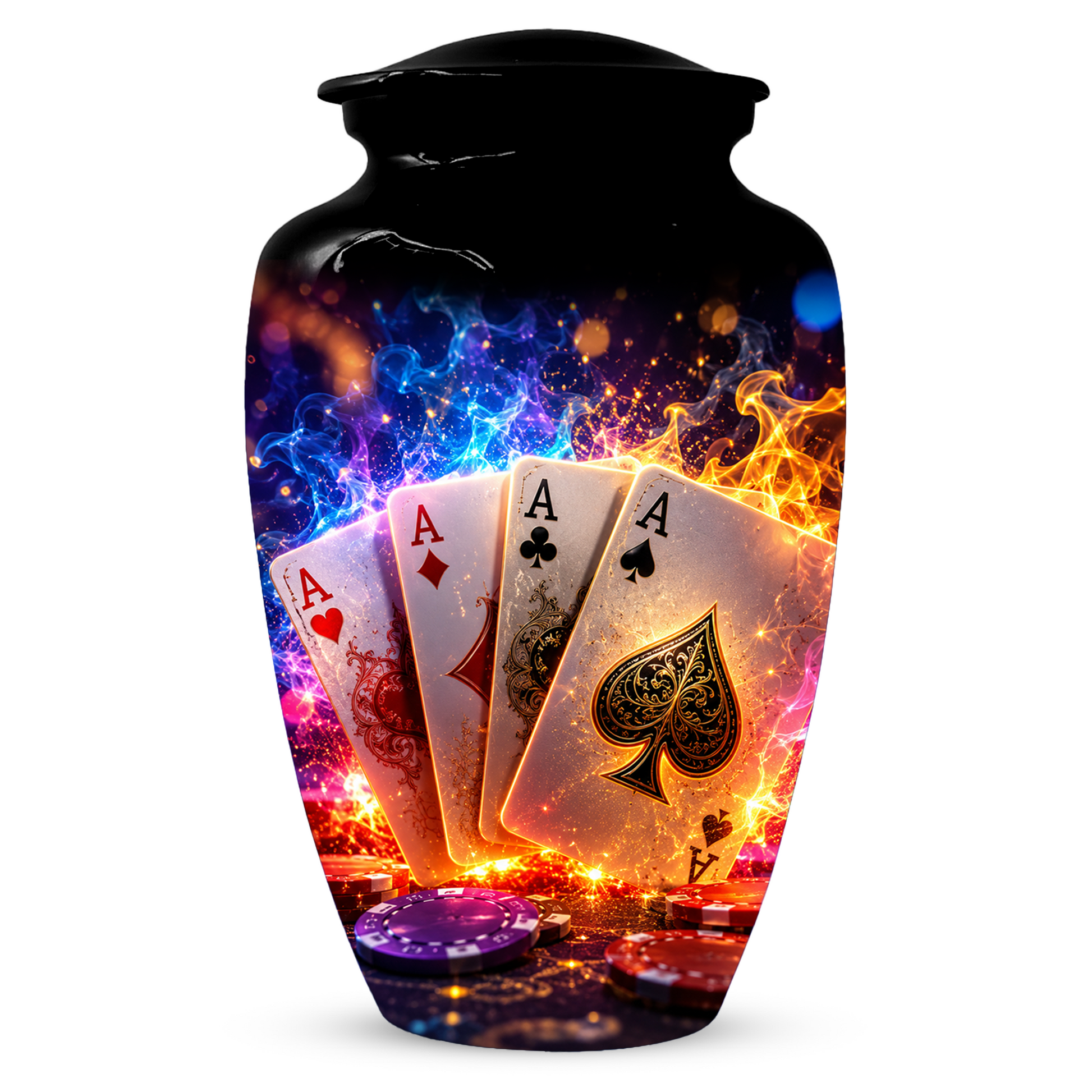 Poker Cremation Urn for Ashes - Personalized Casino Memorial for Dad