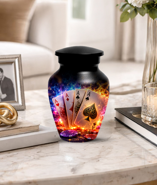 Poker Cremation Urn for Ashes - Personalized Casino Memorial for Dad