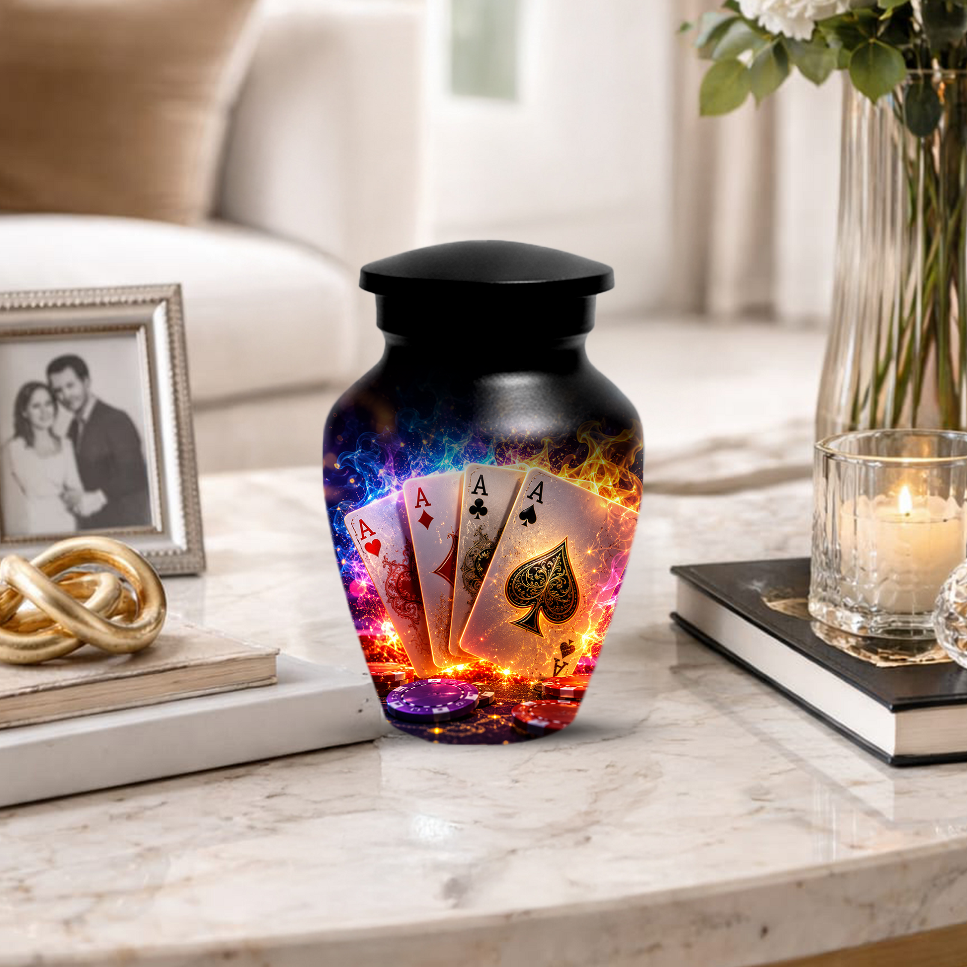 Poker Cremation Urn for Ashes - Personalized Casino Memorial for Dad