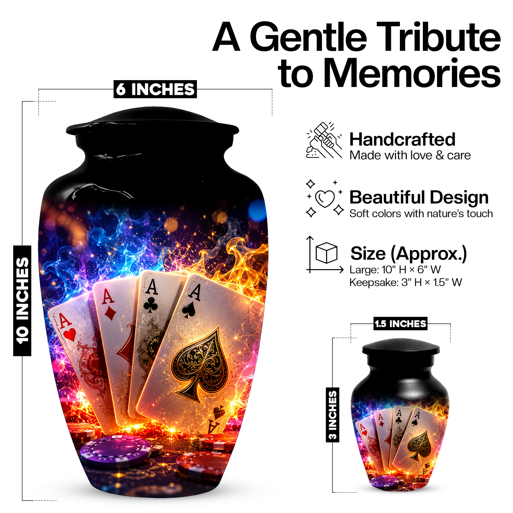 Poker Cremation Urn for Ashes - Personalized Casino Memorial for Dad