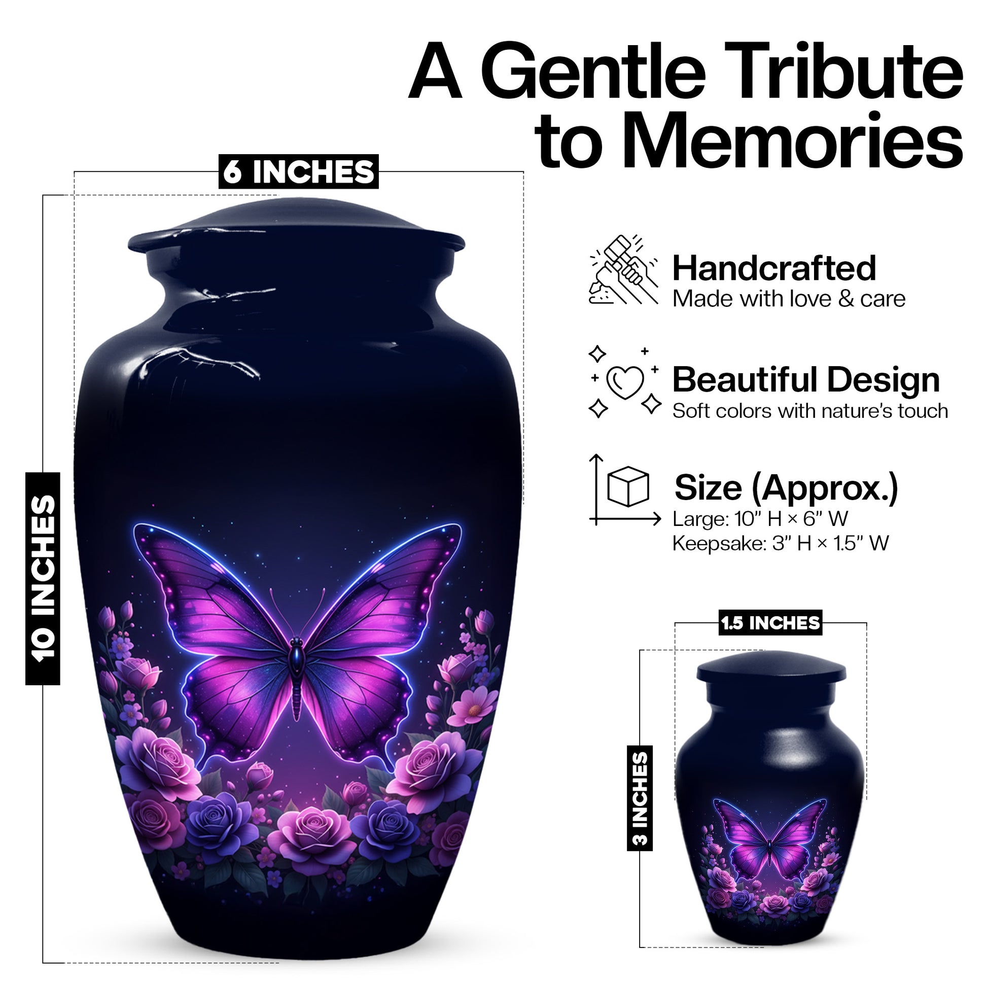 Butterfly Memorial Urn for Mom -  Beautiful Cremation Urns for Women