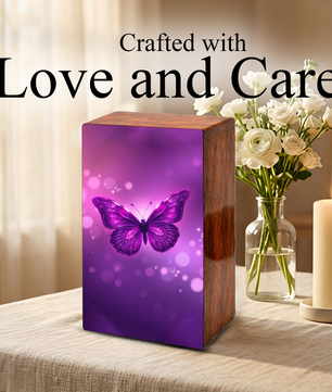 Purple Butterfly Urn For Female - Pink Butterfly Keepsake Urns Wooden Box