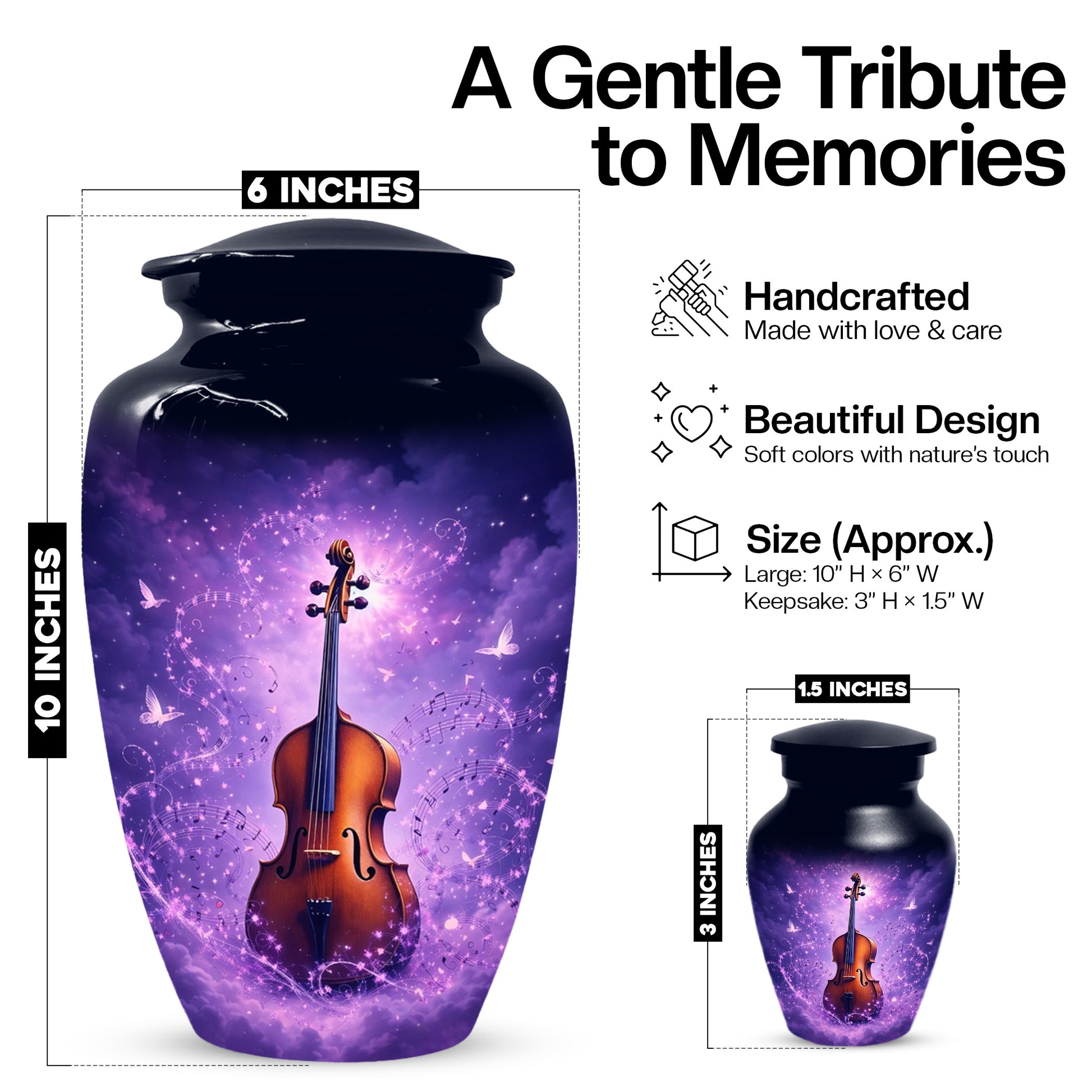 Guitar Cremation Urn for Ashes - Personalized Musical Memorial for Mother or Father