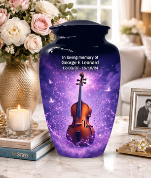 Guitar Cremation Urn for Ashes - Personalized Musical Memorial for Mother or Father
