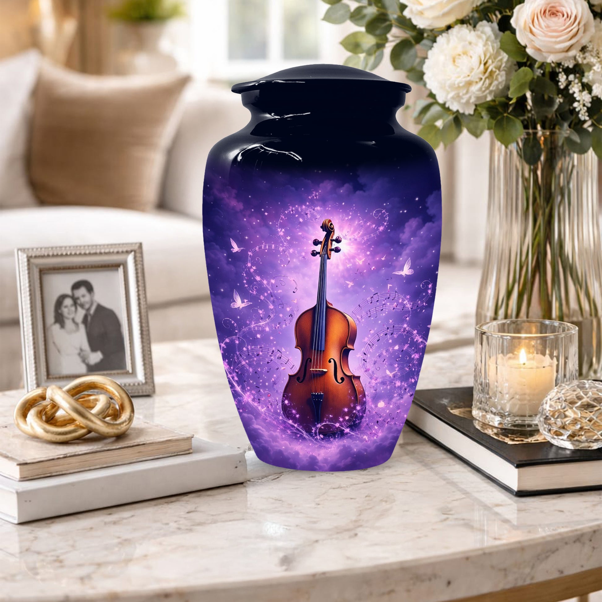 Guitar Cremation Urn for Ashes - Personalized Musical Memorial for Mother or Father