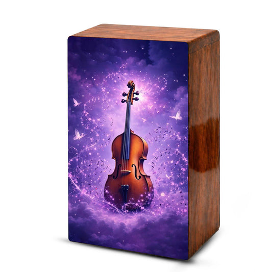 Purple Guitar Keepsake Urn for Ashes - Music Funeral Cremation Box Urns