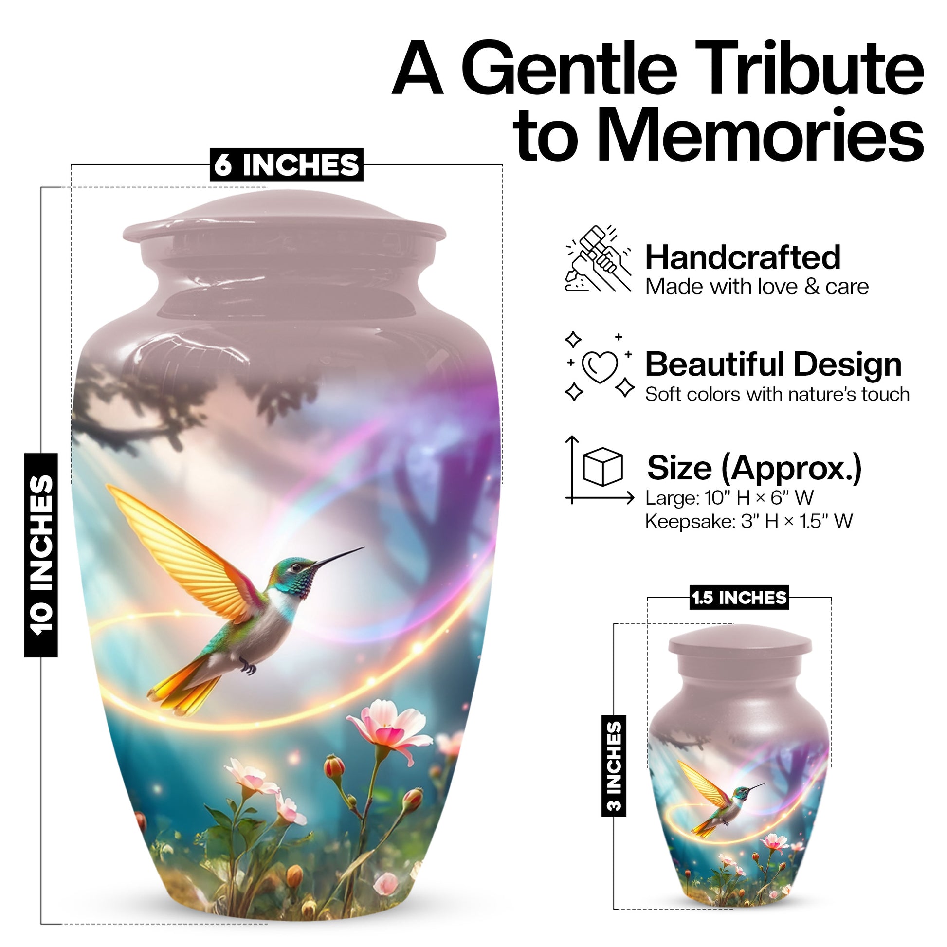 Personalized Hummingbird Urn for Mom – Custom Hummingbird Cremation Urns for Ashes