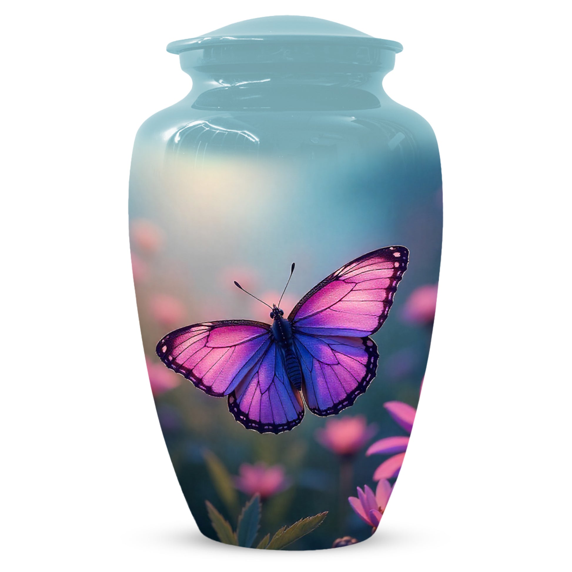 Purple Pink Butterfly Urn for Human Ashes | Elegant Purple Pink Butterfly Cremation Urn for Adult Ashes
