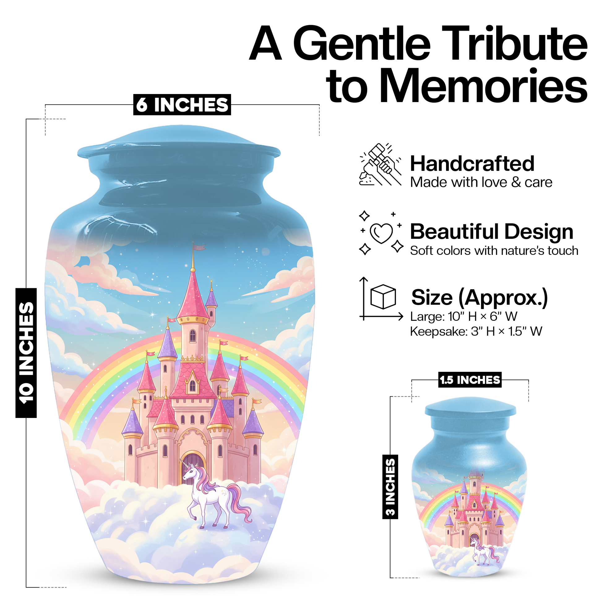 Unicorn Urn for Mom, Rainbow Cremation Urn, Custom Memorial Urn for Human Ashes,