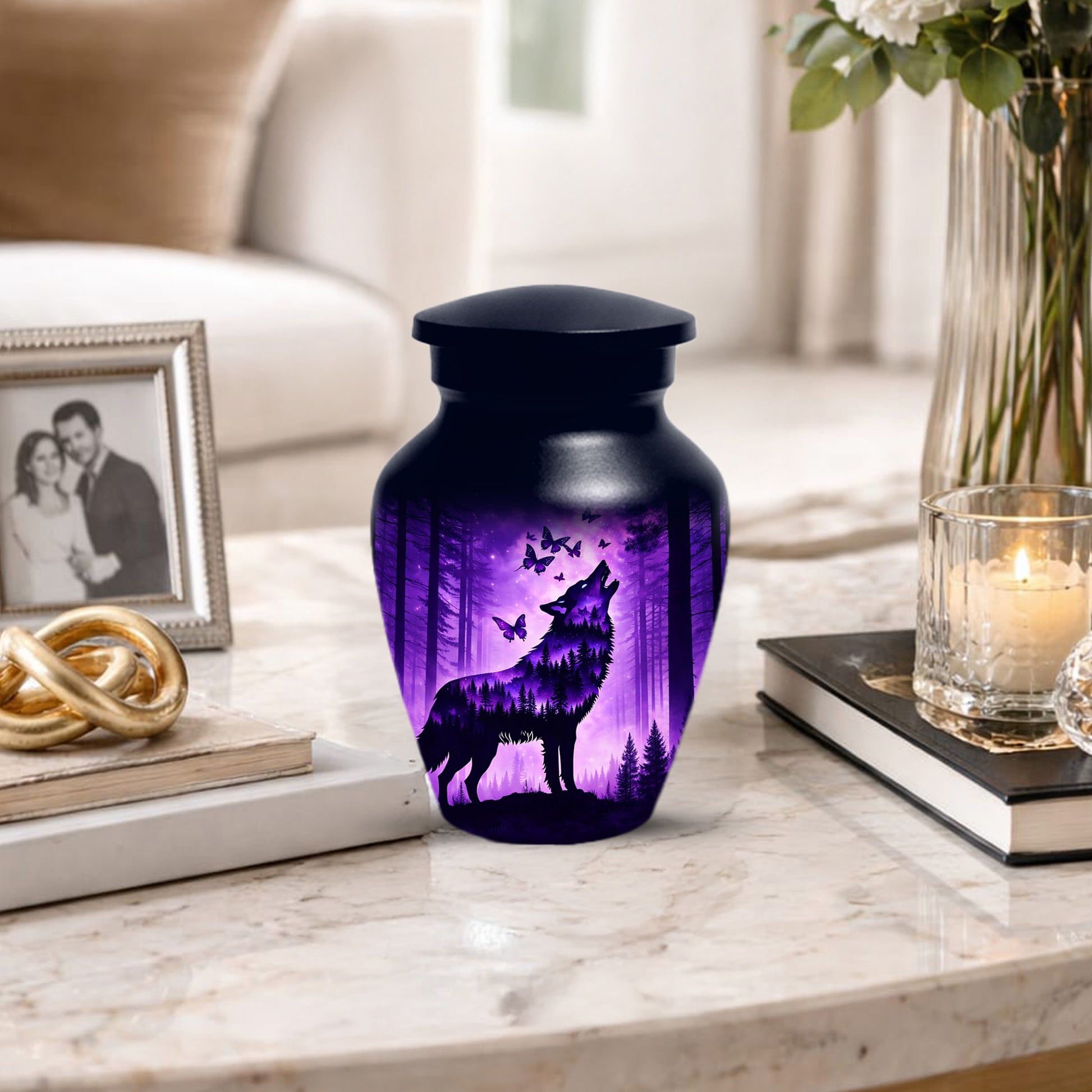Wolf Cremation Urn for Ashes - Personalized Memorial Keepsake for Men