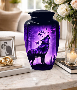 Wolf Cremation Urn for Ashes - Personalized Memorial Keepsake for Men
