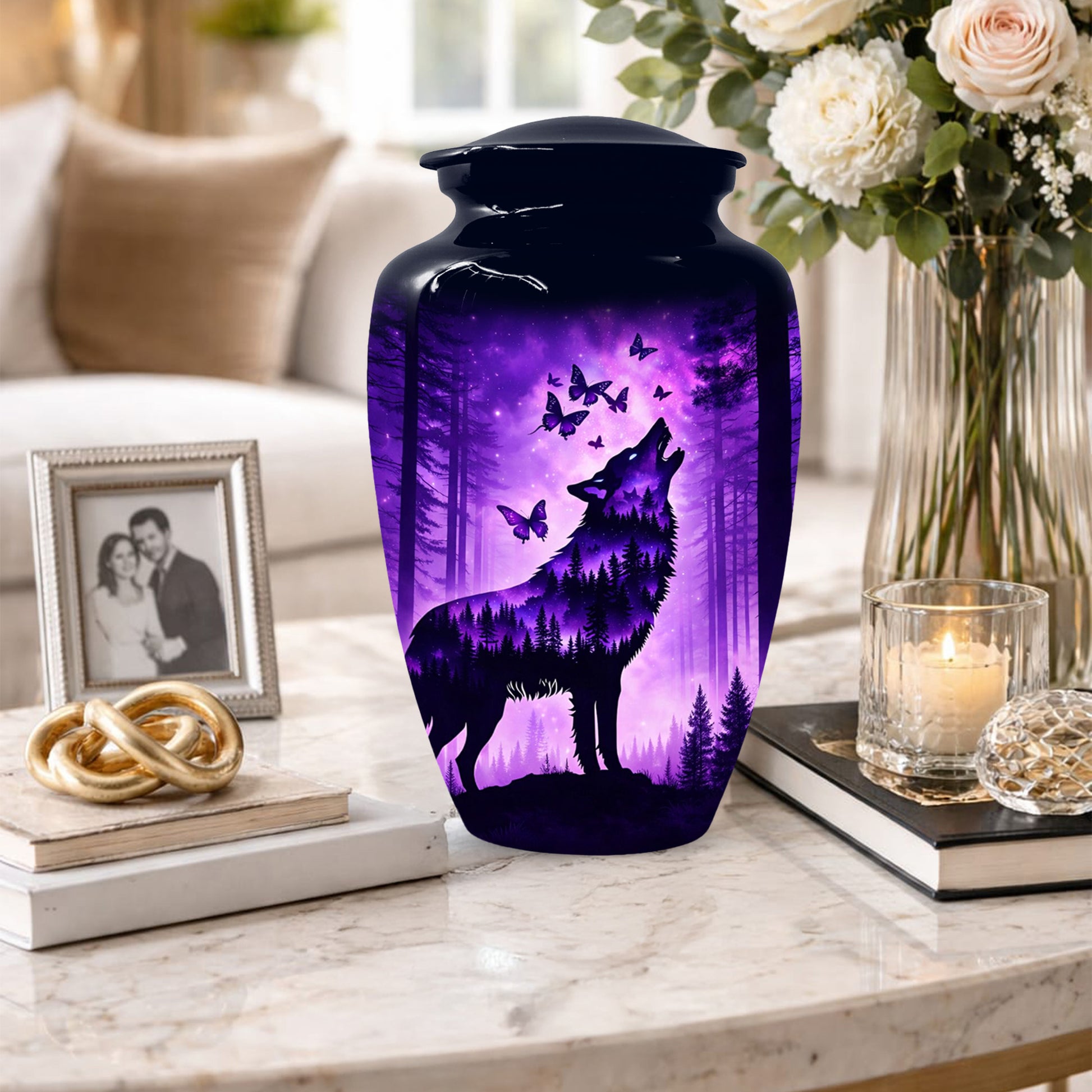 Wolf Cremation Urn for Ashes - Personalized Memorial Keepsake for Men