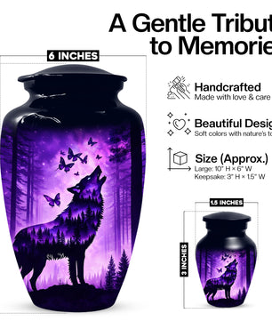 Wolf Cremation Urn for Ashes - Personalized Memorial Keepsake for Men