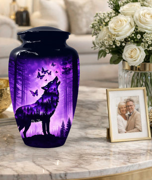 Wolf Cremation Urn for Ashes - Personalized Memorial Keepsake for Men