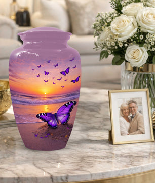 Purple Butterfly Urn for Mom – Beach Sunset Keepsake Urns for Human  Ashes
