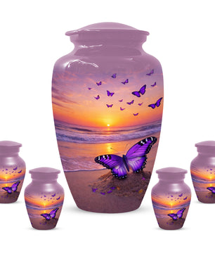 Purple Butterfly Urn for Mom – Beach Sunset Keepsake Urns for Human  Ashes