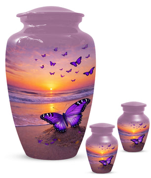 Purple Butterfly Urn for Mom – Beach Sunset Keepsake Urns for Human  Ashes