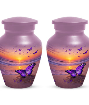 Purple Butterfly Urn for Mom – Beach Sunset Keepsake Urns for Human  Ashes