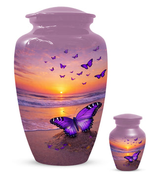 Purple Butterfly Urn for Mom – Beach Sunset Keepsake Urns for Human  Ashes