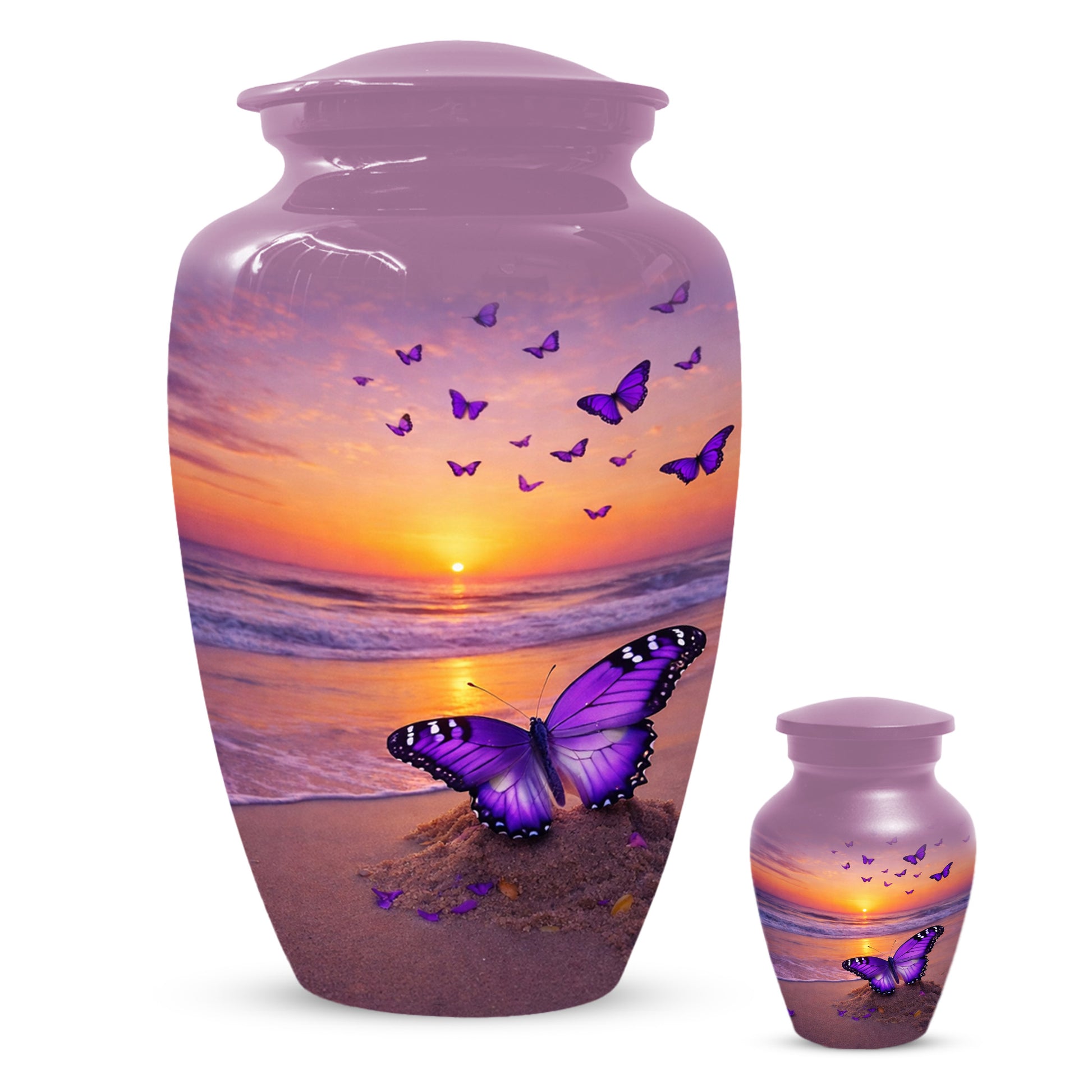 Purple Butterfly Urn for Mom – Beach Sunset Keepsake Urns for Human  Ashes