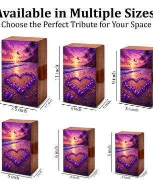 Purple Butterfly Urn For Human Ashes - Heart Beach Memorial Urns For Male and Female