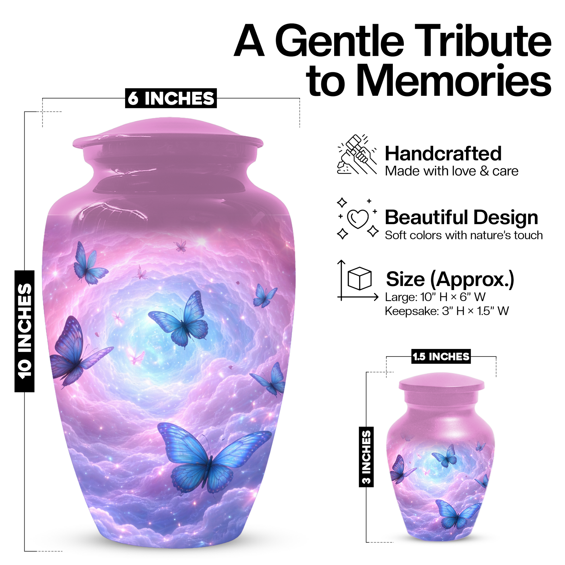 Butterfly Memorial Urn for Ashes, Custom Butterfly Cremation Urn