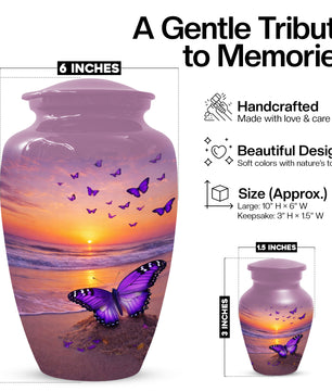 Purple Butterfly Urn for Mom – Beach Sunset Keepsake Urns for Human  Ashes