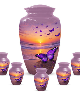 Purple Butterfly Urn for Mom – Beach Sunset Keepsake Urns for Human  Ashes