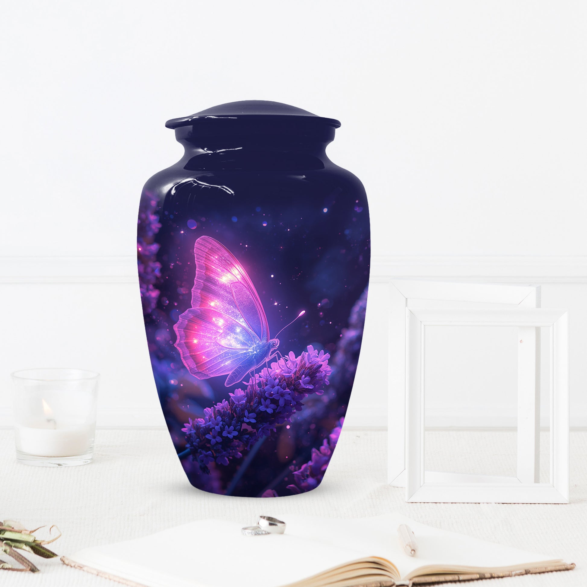 Purple Butterfly Urn for Human Ashes | Elegant Purple Butterfly Cremation Urn for Adult Ashes