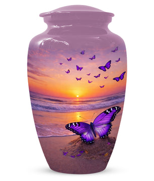 Purple Butterfly Urn for Mom – Beach Sunset Keepsake Urns for Human  Ashes