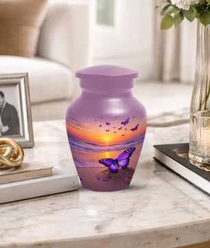 Purple Butterfly Urn for Mom – Beach Sunset Keepsake Urns for Human  Ashes