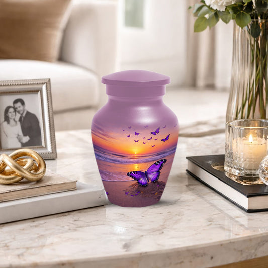 Purple Butterfly Urn for Mom – Beach Sunset Keepsake Urns for Human  Ashes