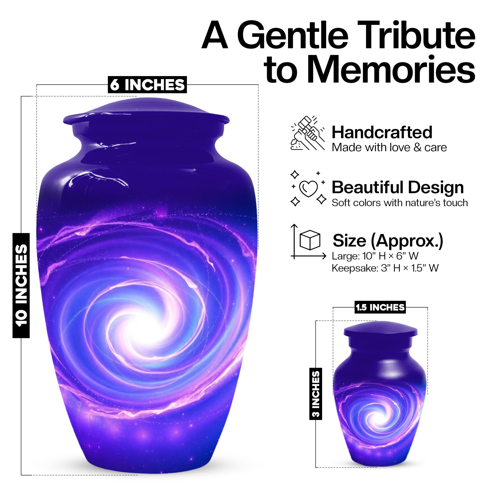 Galaxy Urn for Mom – Personalized Purple Galaxy Cremation Urns for Ashes