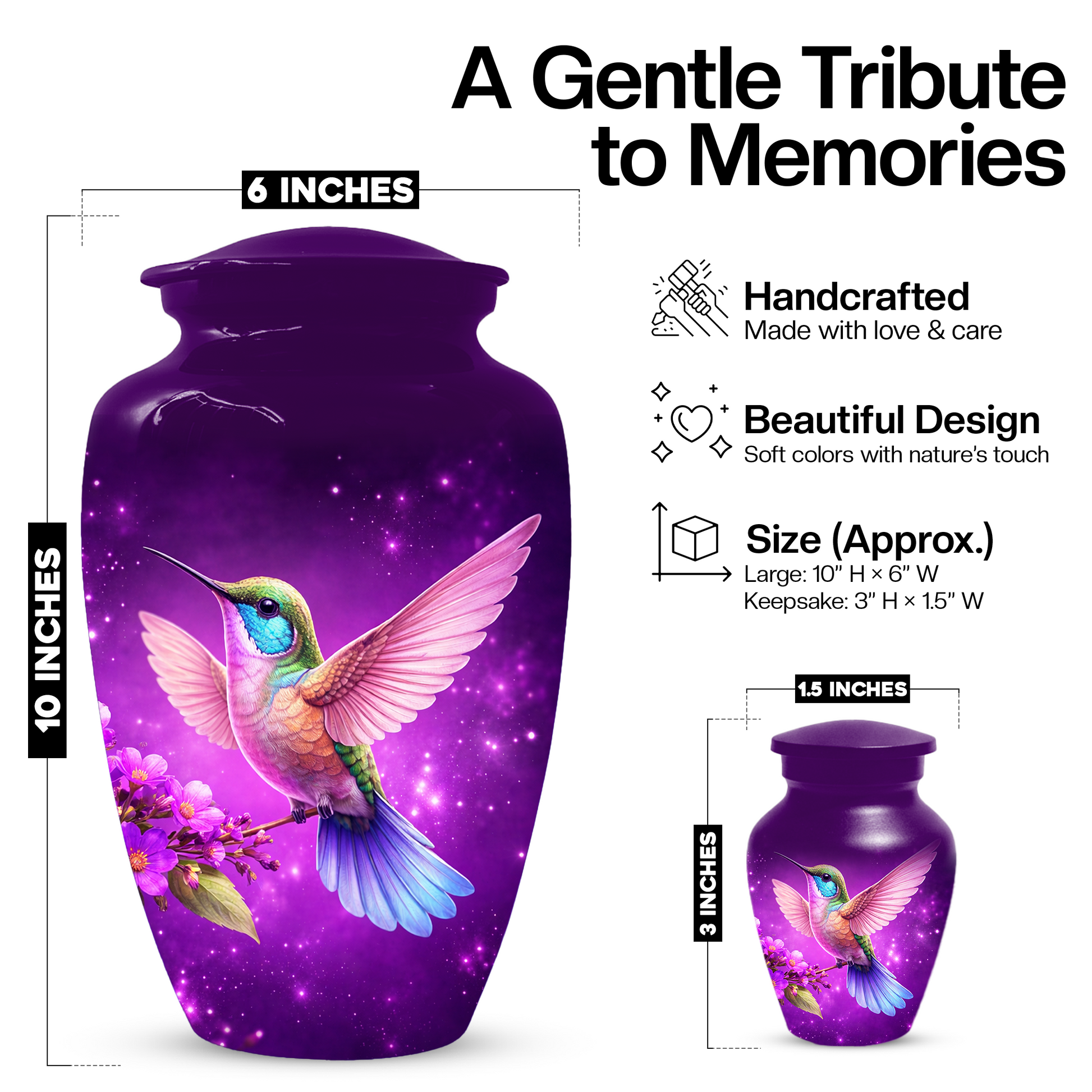 Hummingbird Urn for Ashes, Custom Hummingbird Cremation Urn