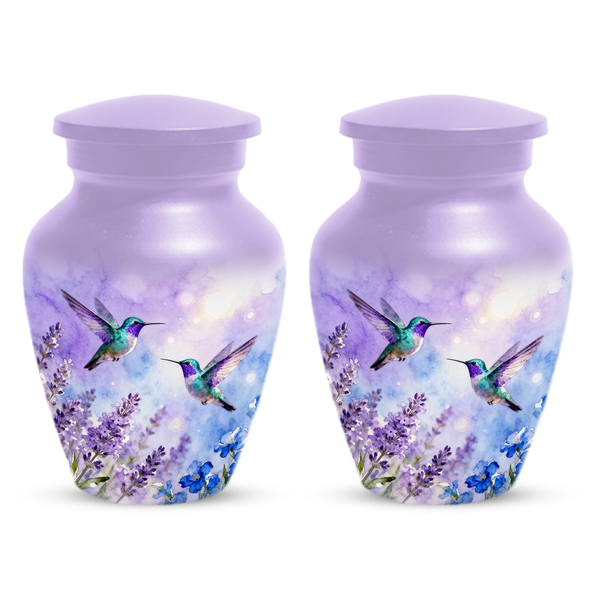 Hummingbird Lavender Adult Urn for Human Ashes | Floral Bird Cremation Urn for Women & Mom