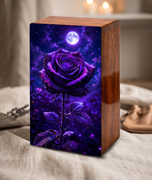 Purple Rose Flower Urn For Female Ashes - Funeral Flower Cremation Urns Box