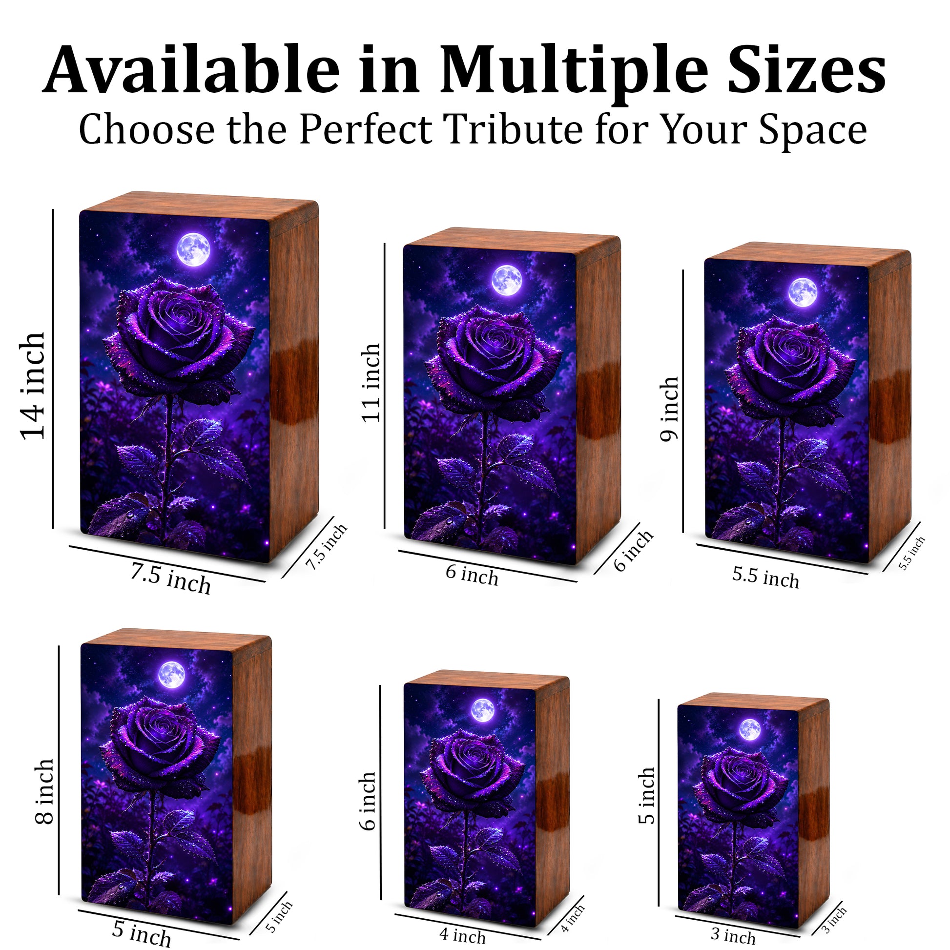 Purple Rose Flower Urn For Female Ashes - Funeral Flower Cremation Urns Box