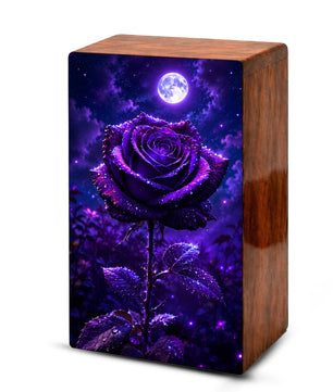 Purple Rose Flower Urn For Female Ashes - Funeral Flower Cremation Urns Box