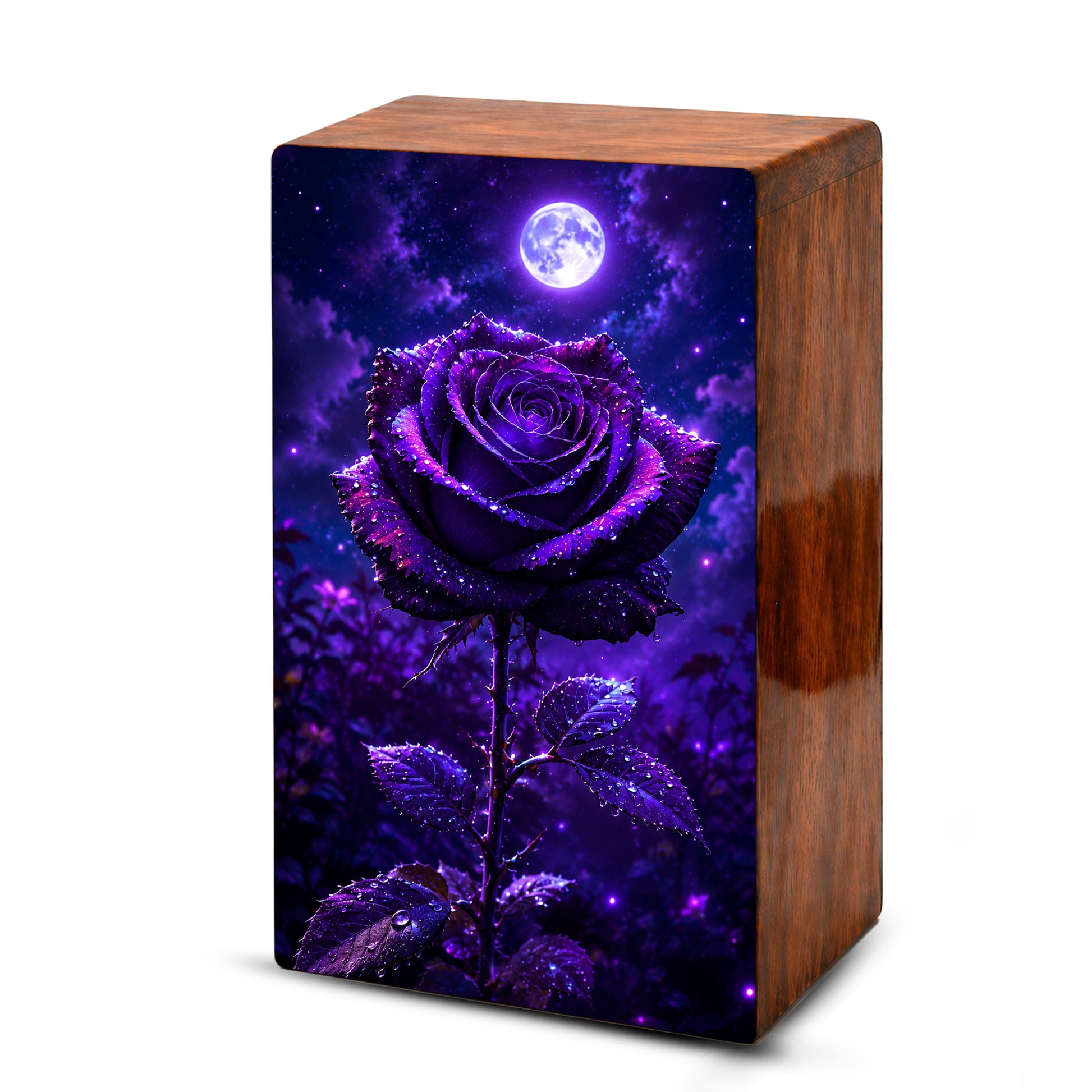 Purple Rose Flower Urn For Female Ashes - Funeral Flower Cremation Urns Box