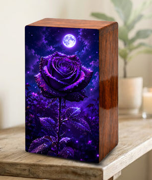 Purple Rose Flower Urn For Female Ashes - Funeral Flower Cremation Urns Box