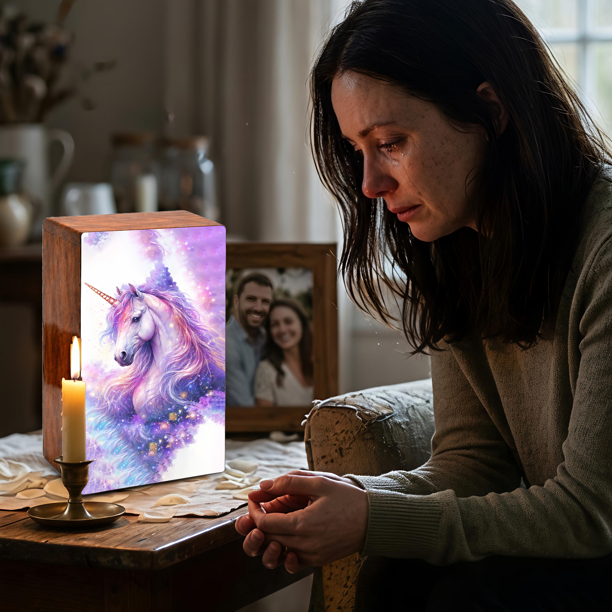 Purple Unicorn Urn for Ashes - Fairy Unicorn  Cremation Keepsake Urns Box