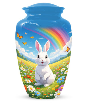 Personalized Bunny Rainbow Urn for Ashes – Custom Rabbit Cremation Urn, Adult Memorial Funeral Urn for Human Ashes