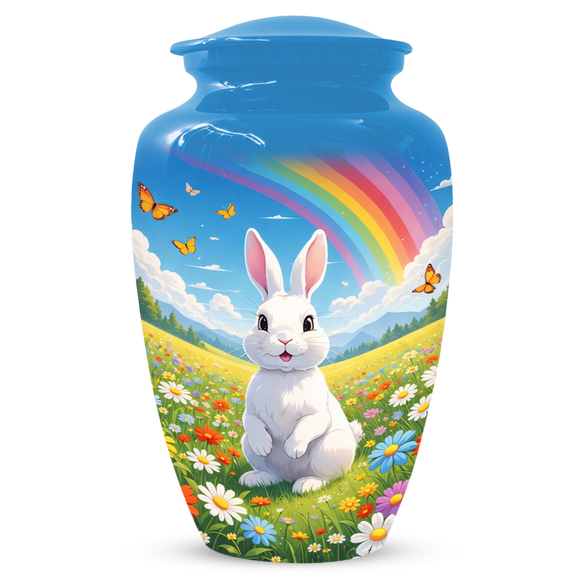 Personalized Bunny Rainbow Urn for Ashes – Custom Rabbit Cremation Urn, Adult Memorial Funeral Urn for Human Ashes